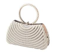 Shntig Sac à main de soirée avec fausses perles pour mariage, réception, accessoire de bal de fin d'année, sac à bandoulière de voyage, Argenté.
