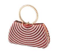 Shntig Sac à main de soirée avec fausses perles pour mariage, réception, accessoire de bal de fin d'année, sac à bandoulière de voyage, Rouge