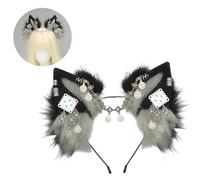 Shntig Serre-tête avec oreilles de loup en fourrure - Accessoire de fête d'Halloween pour cosplay, fêtes costumées et événements à thème - Bandeau d'oreille de loup pour adultes
