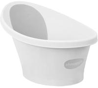 Shnuggle Baignoire pour le bain du bébé jusqu'à 12 mois avec bouchon sur le fond, blanc avec dossier gris - 1,2 kg