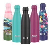 SHO Bottle - Le Ultimate Bouteille D'eau en Acier Inoxydable avec Isolation par Double Paroi - Gourde - 24 Heures Froide Et 12 Chaudes - Sans BPA (Jet Black 2.0 - Powder Coated, 750ml)