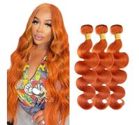 Shoaiye Body Wave Lot de 3 extensions de cheveux humains #350 Rouge cuivré Double trame 100 % non traités 8A sans colle 300 g Couleur orange gingembre 76,2 cm, 81,3 cm, 86,4 cm