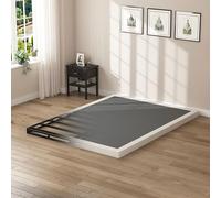 SHOANED Sommier tapissier pour grand lit - Base de matelas à profil bas de 7,6 cm, sans bruit, base de lit en métal robuste avec housse en tissu propre, assemblage facile