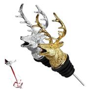 shockassist Doseur Alcool 2 verseur à tête de cerf en Acier Inoxydable, Bec Verseur Alcool, Aerateur Vin Bec Verseur pour d'huile et d'épices | Décoration élégante pour la Maison - Or et Argent