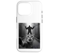 Shocked Tabby Cat Selfie with Bigfoot Funny for Kids Teens Coque pour iPhone 16 Pro