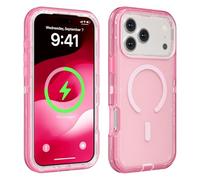 Shockproof Clear Magnetic Phone Case for iPhone 17 16 15 14 13 Pro Max, Strong Magnetic Lock, Anti-Yellowing & 360° Protection (Pink,16Pro)