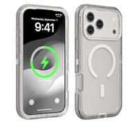 Shockproof Clear Magnetic Phone Case for iPhone 17 16 15 14 13 Pro Max, Strong Magnetic Lock, Anti-Yellowing & 360° Protection (Black,16)