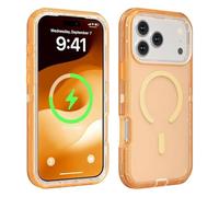 Shockproof Clear Magnetic Phone Case for iPhone 17 16 15 14 13 Pro Max, Strong Magnetic Lock, Anti-Yellowing & 360° Protection (Orange,14Pro)