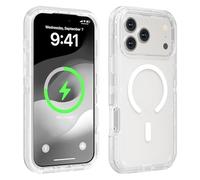 Shockproof Clear Magnetic Phone Case for iPhone 17 16 15 14 13 Pro Max, Strong Magnetic Lock, Anti-Yellowing & 360° Protection (White,15ProMax)