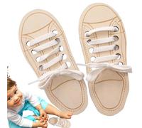 Shoe Lacing Toy - Teach Kids Valuable Life Skill | Learning Threading Shoe Laces Toy With Sturdy Wood Design | Perfect For Kindergarten Bedroom Classroom, Fine Motor Skills Enhancer Easy To St