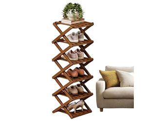 Shoe Rack Organizer, 6-Tier Foldable Corner Storage, Standing Shoe Shelf No Assembly Required for Boots, Sneakers, High Heels, Slippers, Entryway, Closet, Home, Living Room, Bedroom, and Bathroom