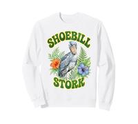 Shoebill Cigogne Groovy Floral Aquarelle Boho Shoebill Cigogne Sweatshirt