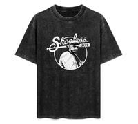 SHOELESS Joe Jackson Baseball Summer Casual Tee Short Sleeve Crew Neck Cotton Tops Unisex Washed Vintage T-Shirt Black XL
