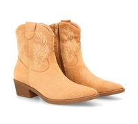 shoes&blues.es Botte Cowboy en Cana Media, en daim synthétique avec broderies décoratives, pointe fine, idéale pour l'hiver automne., beige, 40 EU