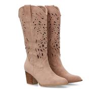 shoes&blues.es Botte haute style cowboy pour femme avec design ajouré décoratif, la finition découpée permet une meilleure respirabilité, idéale pour la saison printemps et été., rose, 38 EU