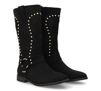 shoes&blues.es Botte pour femme en demi-gris avec détails métalliques, semelle plate et clous, idéale pour l'hiver automne., Noir , 38 EU