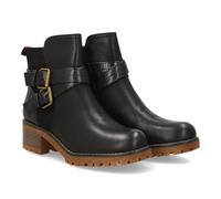 shoes&blues.es Bottine pour femme avec talon, idéale automne et hiver. Double boucle dorée décorative sur le côté. Fermeture latérale avec fermeture éclair., Noir , 39 EU