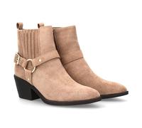 shoes&blues.es Bottine pour femme style cowboy avec bande décorative avec boucle et anneau métallique latéral. Talon carré. Idéal pour la saison automne., Taupe, 37 EU