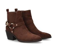shoes&blues.es Bottine pour femme style cowboy avec bande décorative avec boucle et anneau métallique latéral. Talon carré. Idéal pour la saison automne., marron, 38 EU