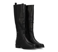 shoes&blues.es Bottines hautes avec tige élastique, imprimé lisse et fermeture à glissière, semelle plate avec talon, pour femme, idéale pour la saison automne/hiver., Noir , 37 EU