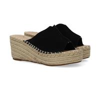 shoes&blues.es Espadrilles pour femme en jute type sabot, confortables et élégantes, détails de coutures avec bout ouvert, idéales pour le printemps et l'été., Noir , 38 EU