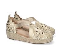 shoes&blues.es Sandales de berceau en jute pour femme, design élégant avec bout fermé et détails floraux, idéales pour le printemps-été, confortables et polyvalentes., or, 36 EU