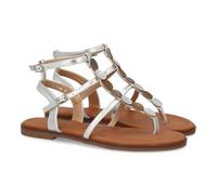 shoes&blues.es Sandales esclaves pour femme - Design moderne - Confortables et élégantes - Avec décorations sur le dessus - Avec double boucle - Idéales pour le printemps et l'été., argenté, 37 EU
