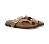 shoes&blues.es Sandales plates pour homme avec bandes croisées décorées avec clous métalliques et boucle réglable. Fermeture réglable au pouce. Semelle rembourrée. Idéale pour l'été., kaki, 36 EU