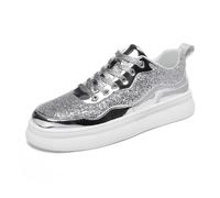 Shoes de Marche Légères et Confortables Shoes décontractées Femmes Plateforme Ronde élégantes pour Un Confort Quotidien Moderne avec Finition et Charme irrésistible (Silver, 38)