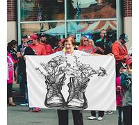 Shoes Flag 3x5 FT Vintage Boots with Wild Field Meadow Flowers Leaf Outdoor Flags Large Welcome Yard Banners Home Garden Yard Lawn Decor Black White