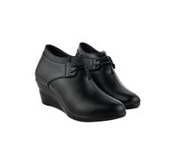 Shoetopia Bottines tendance pour femme avec talon compensé oversize || Bottes en cuir design pour chaussures décontractées et formelles, Noir , 38 EU