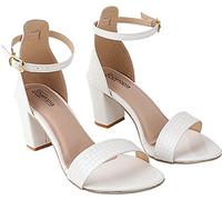 Shoetopia Sandales à talons ABC pour femmes, Blanc, 6 UK