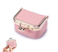 SHOFUL Boîte à bijoux de voyage en cuir, petite boîte à bijoux avec verrou Kiss Lock, mini boîte à bagues de voyage pour femme pour boucles d'oreilles, bagues, colliers, bracelets (rose)