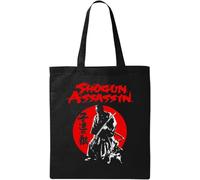 Shogun Assassin Rouge Japonais Soleil Levant Naturel Ecologique Sac Fourre-Tout Coton Noir, Noir , Taille unique