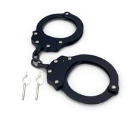 SHOKE Véritables menottes de police - chaînes de sécurité avec serrure - déverrouillage par n acier inoxydable - 2 clés incluses - Couleur : Noir