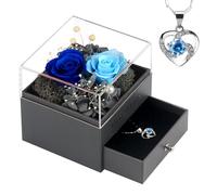 SHOKUTO Cadeau Femme-2 Vraie Rose éternelle avec Collier, Anniversaire Saint Valentin Noël Fête des Mères Cadeaux pour sa Femme Maman Grand-Mère Amie