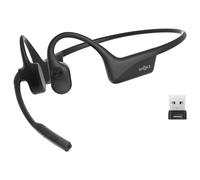 SHOKZ OpenComm2 UC - 2025 Upgrade - micro-casque - oreille dégagée - montage derrière le cou - Bluetooth - sans fil - USB-A via adaptateur Bluetooth - noir - certifié Zoom