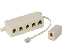 SHONCO Adaptateur Téléphonique, Répartiteur de Câble de Ligne Téléphonique RJ11 6P4C MâLe à Femelle à 5 Ports Et un Connecteur de Coupleur En Ligne,Beige