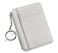 SHONDE Portefeuille en cuir synthétique pour filles, petit porte-monnaie, porte-cartes avec fermeture éclair et porte-clés pour femme, gris clair, classique, minimaliste, tendance, gris clair,