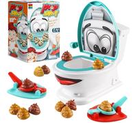 Shoot The Poop Jeu de Toilette,Jeu de Lancer avec 12 Caca en Plastique 2 Catapulte 1 Autocollant,Jouet Enfant Adulte Intéressant Jouets Créatifs Farce et Attrape Fête de Famille pour Garçon Fille