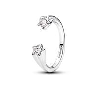 Shooting Star Sterling Silver Open Ring with Clear Cubic Zirconia