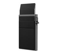 SHOOYIO Étui à cartes robuste avec emplacements réglables - Capacité de 8 cartes en aluminium - Pour les voyages d'affaires - Porte-cartes à libération rapide, Noir