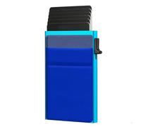 SHOOYIO Étui à cartes robuste avec emplacements réglables - Capacité de 8 cartes en aluminium - Pour les voyages d'affaires - Porte-cartes à libération rapide, bleu