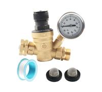 SHOOYIO Régulateur de pression d'eau de camping à poignée réglable avec jauges d'huile en silicone et double pour contrôle de remorque, vannes de régulation portables