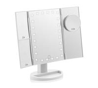 SHOP HAPPY Miroir Coiffeuse Maquillage 10x/3x/2x Miroir grossissant à Trois Volets avec 21 lumières LED, Miroir Maquillage Lumineux à écran Tactile Miroirs cosmétiques, Miroir Portable + Cadeau Femme