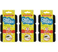 Dishmatic Lot de 9 éponges de nettoyage extra résistantes Noir