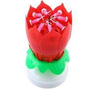 SHOP-STORY - Bougie d’Anniversaire Magique Fleur Musicale Tournante pour Décoration de Gâteau - Rouge