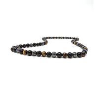 SHOP-STORY - Collier en pierres protectrices triple action"Triple Protection" en Œil de Tigre, Hématite et Obsidienne Noire