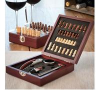 SHOP-STORY - Ensemble d’accessoires à vin et échiquier en coffret (37 pièces) Cadeau idéal pour les fans de vin et d’échecs