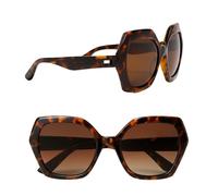 SHOP-STORY Lunettes de Soleil Femme Écailles Hexagonale Bois d'Orange Protection Indice 3 Élégante et Tendance